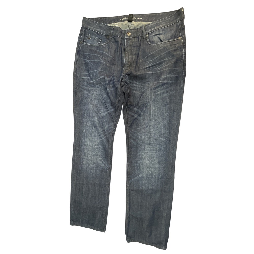 Kenneth Cole New York Mens Straight Leg Dark Wash Denim Jeans 34x32